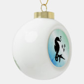 Seepferd ins Grüne Keramik Kugel-Ornament (Links)