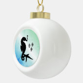 Seepferd ins Grüne Keramik Kugel-Ornament (Rechts)