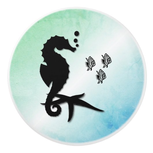 Seepferd ins Grüne Keramikknauf (Vorderseite)