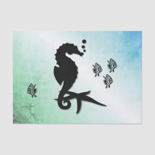 Seepferd ins Grüne Seidenpapier (Vorderseite)