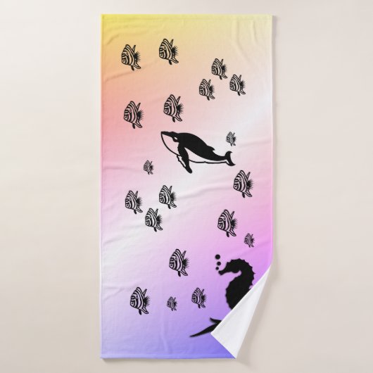 Seepferd ins Lila Badehandtuch (Badehandtuch)