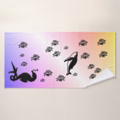 Seepferd ins Lila Badehandtuch (Badehandtuch)