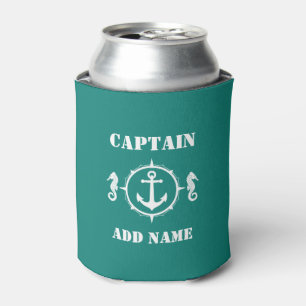 Seepferd-Kapitän Add Name oder Boot Namenssh00b Dosenkühler