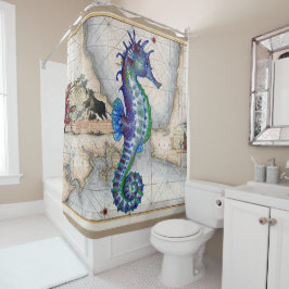 Seepferd-Karte Gibraltar Duschvorhang