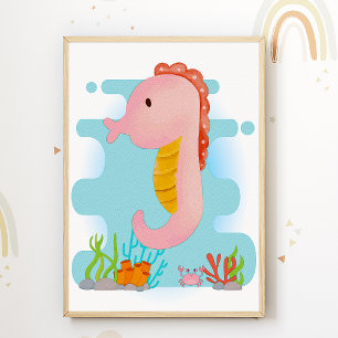 Seepferd Kinderzimmer Print Animal Kids Room Poste Poster