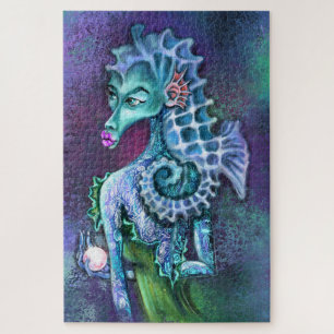 Seepferd Lady Fantasy Jigsaw Puzzle Malerei