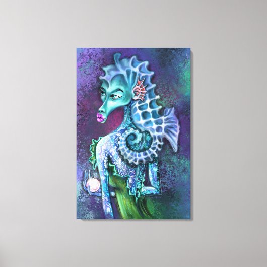 Seepferd Lady Fantasy Leinwand - Malerei (Vorderseite)