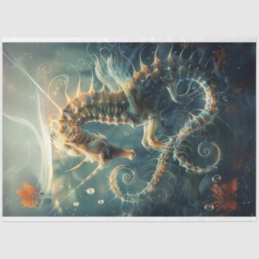 Seepferd Lebhaft gefärbt im Ozean Decoupage Seidenpapier (Vorderseite)