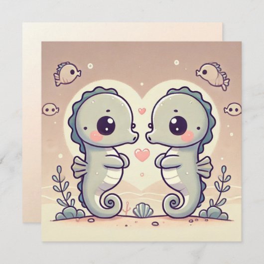 Seepferd-Liebe-Karte Feiertagskarte (Vorne/Hinten)