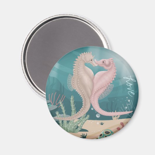 Seepferd Liebe Magnet (Vorderseite/Rückseite)