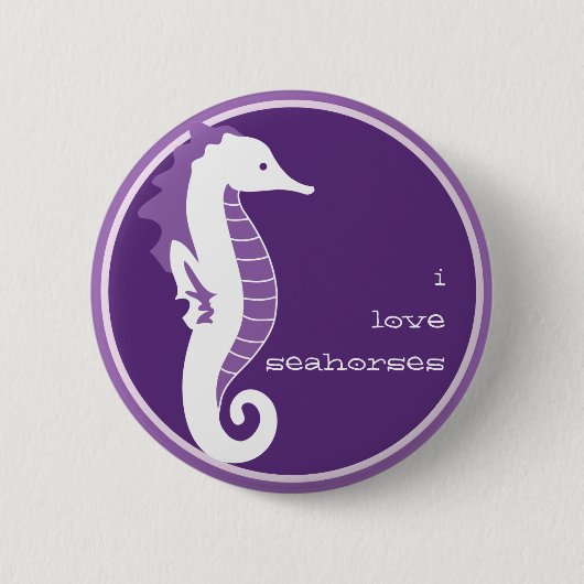 Seepferd-lustiger Knopf - lila Button (Vorderseite)