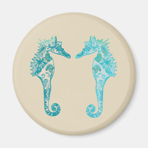 Seepferd mandala Art Rund Magnet