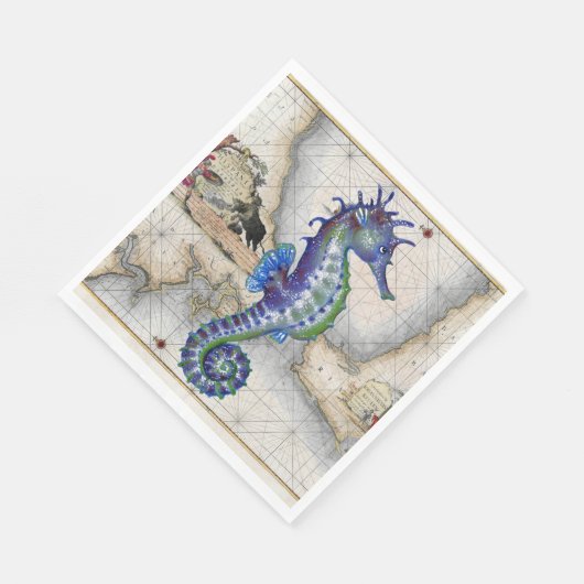 Seepferd Map Gibraltar Serviette (Ecke)