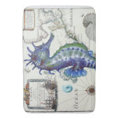 Seepferd Map Vintag Blue Badematte (Vorderseite Vertikal)