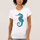 Seepferd marineblau und grün T-Shirt (Vorderseite)