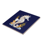 Seepferd-Meeresfisch 3D-Blau-Orange Thema Strand Fliese (Seite)