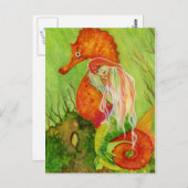 Seepferd mermaid Fantasy Postcard Postkarte (Vorne/Hinten)