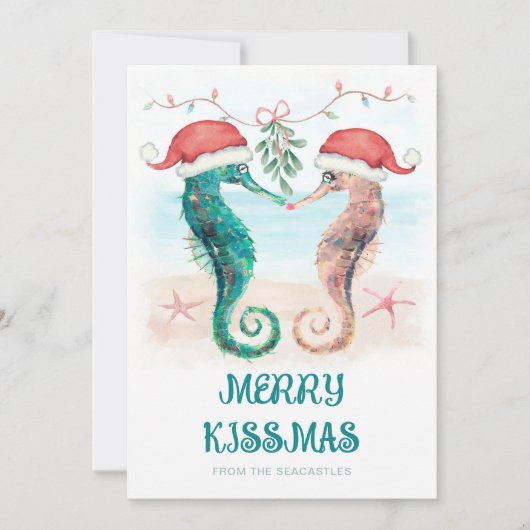 Seepferd Mistletoe Merry Kissmas Weihnachten an de (Vorderseite)
