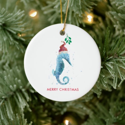 Seepferd Mistletoe Nautical Keramik Ornament (Baum)
