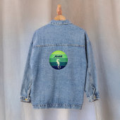 Seepferd mit Lime Green Emerald Navy Sun und Name Jeansjacke