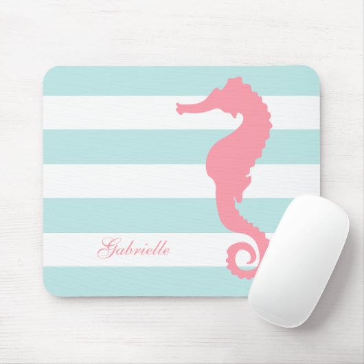 Seepferd mit Pink-Minze Streifen Mousepad (Mit Mouse)