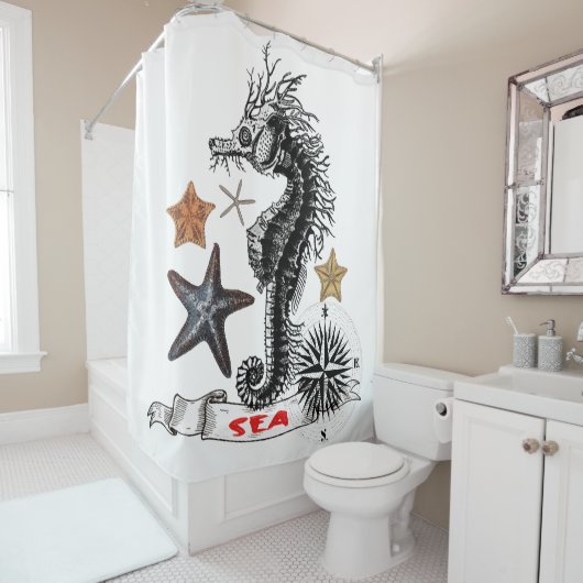 SEEPFERD MIT STARFISH DUSCHVORHANG (Beispiel)