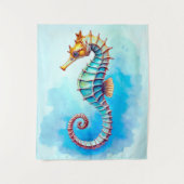 Seepferd mit türkisfarbenem Wasser Wandteppich (Vorderseite)