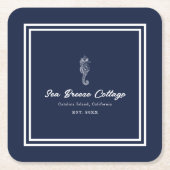 Seepferd mit weißem und blauem Strand Rechteckiger Pappuntersetzer (Vorderseite)