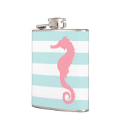 Seepferd mit weißer Minze und rosa Streifen Flachmann (Links)