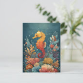 Seepferd mitten in der farbenfrohen Koralle Postkarte (Stehend Vorderseite)