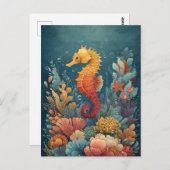 Seepferd mitten in der farbenfrohen Koralle Postkarte (Vorne/Hinten)
