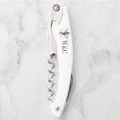 Seepferd Monogram Navy Blue Nautic Kellnermesser (Vorderseite)