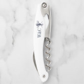 Seepferd Monogram Navy Blue Nautic Kellnermesser (Rückseite)