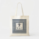 Seepferd Monogram Navy Blue Strip Tragetasche (Vorne)