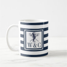 Seepferd-Monogramm Navy Blau gestreift Nautilus