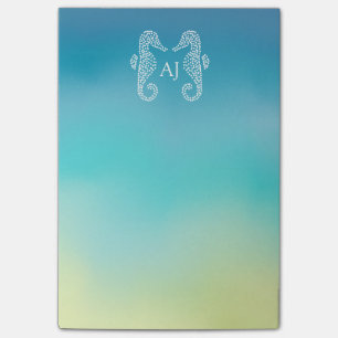 Seepferd-Monogramm-Strand-Ozean Ombre Post-it Klebezettel