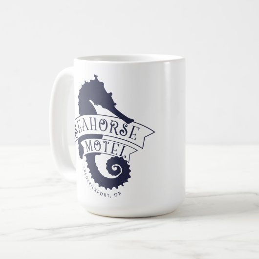 Seepferd Motel Navy Kaffeetasse (Vorderseite Links)