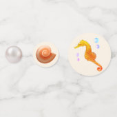 Seepferd, Muscheln, Sterne & Perlen auf Elfenbeint Konfetti (Vorderseiten)