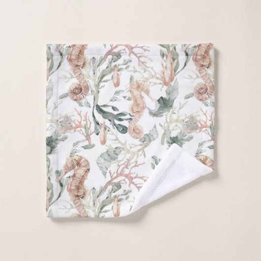 Seepferd Muster Badhandtuch Set (Waschlappen)