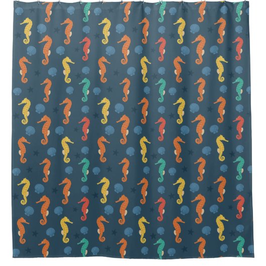 Seepferd Muster Duschvorhang (Vorderseite)