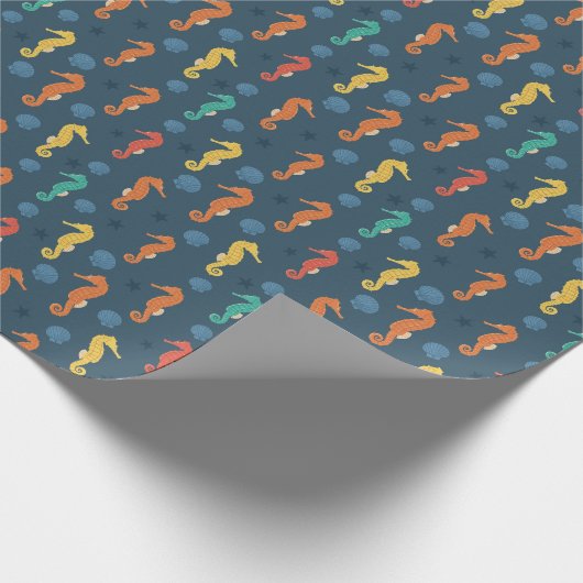 Seepferd Muster Geschenkpapier (Ecke)