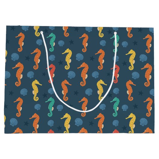 Seepferd Muster Große Geschenktüte (Rückseite)