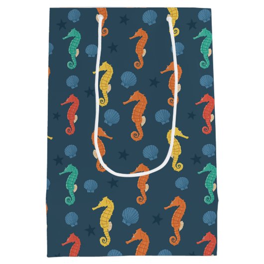 Seepferd Muster Mittlere Geschenktüte (Rückseite)