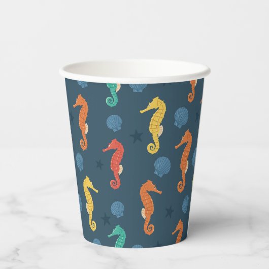 Seepferd Muster Pappbecher (Rückseite)