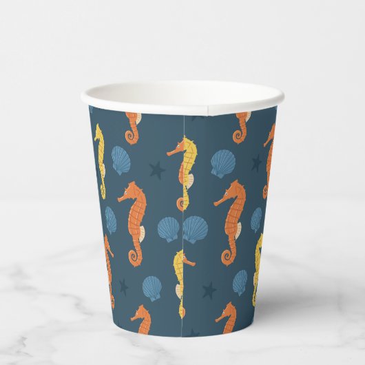 Seepferd Muster Pappbecher (Rechts)