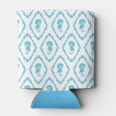 Seepferd Muster Personalisiert Blau und Weiß Dosenkühler (Rückseite)