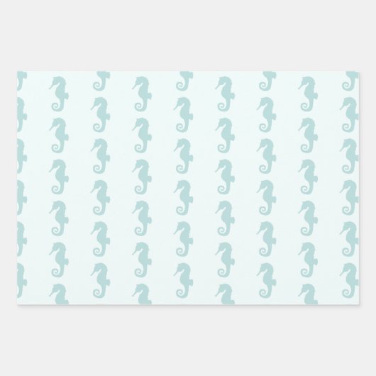 Seepferd Muster Sea Green Wrapping Paper Sheets Geschenkpapier Set (Vorderseite 3)