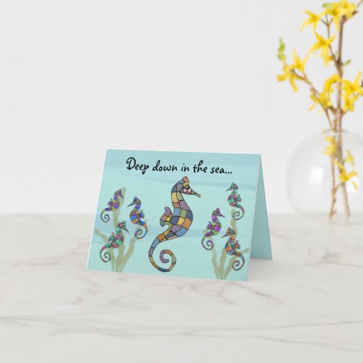 Seepferd Muttertagskarte Karte (Gelbe Blume)