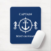 Seepferd Nautical Anchor Captain Boat oder Name Bl Mousepad (Mit Mouse)