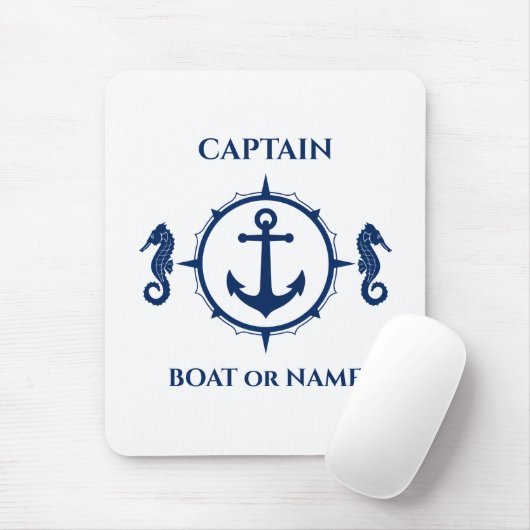 Seepferd Nautical Anchor Captain Boat oder Name Na Mousepad (Mit Mouse)